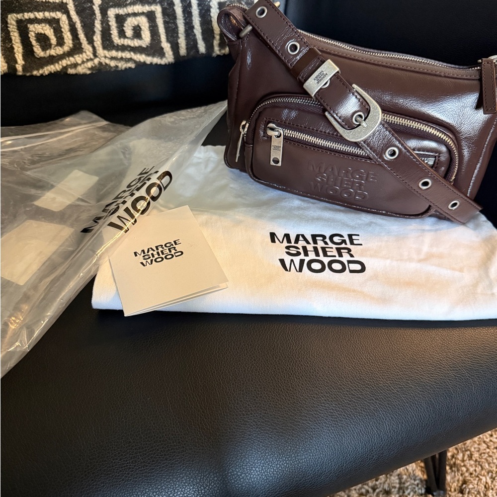 Marge Sherwood Brown Outpocket Mini Hobo Crossbody Bag